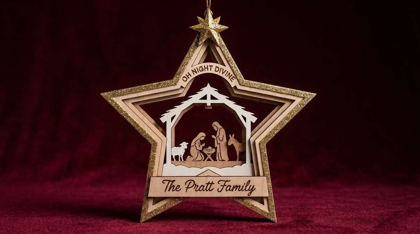 Oh Night Divine Nativity Star Ornament